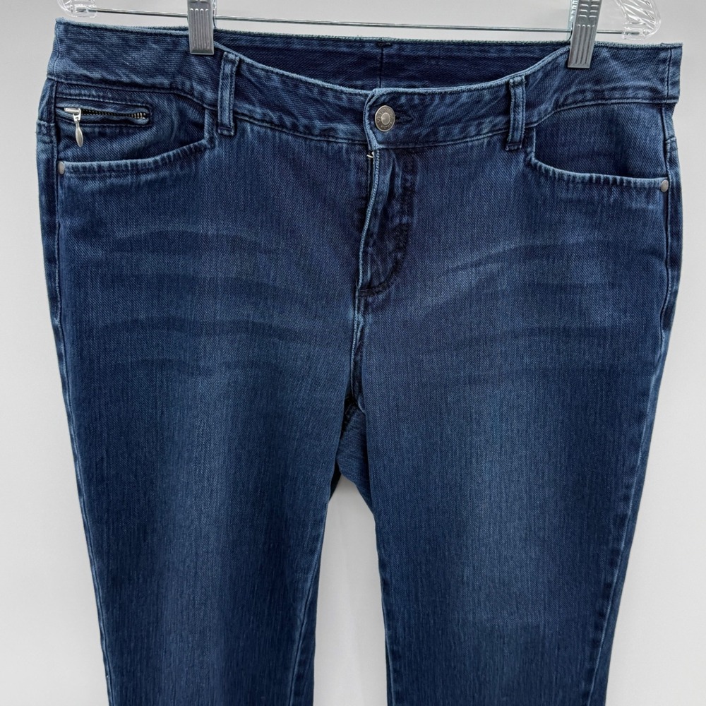 Chico's So Slimming‎ Straight Leg Jeans Dark Wash Size 12 Large Stretch Denim